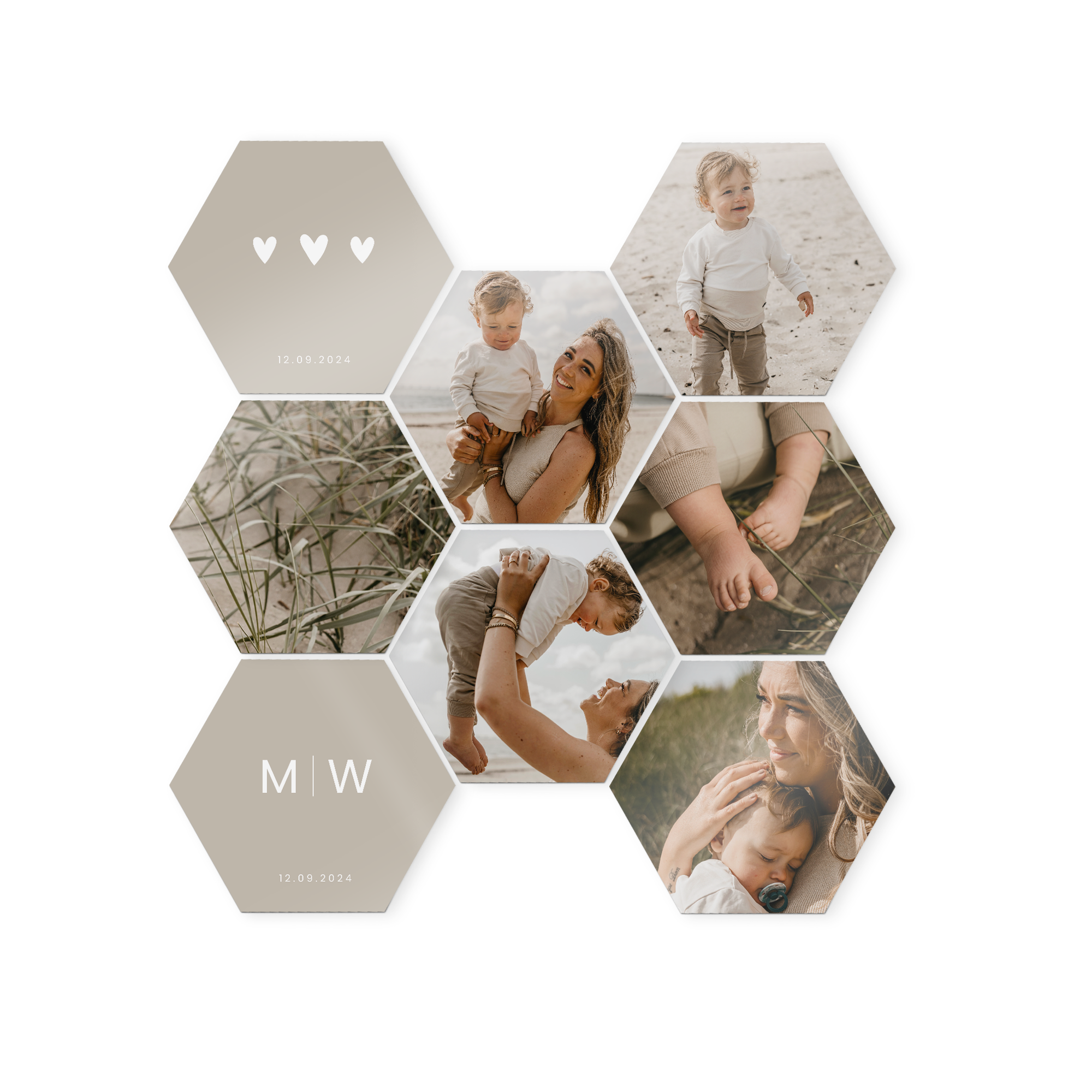 Personalised wall art panel - Hexagon - 8 pcs