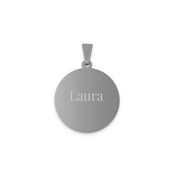 Round pendant with text - silver