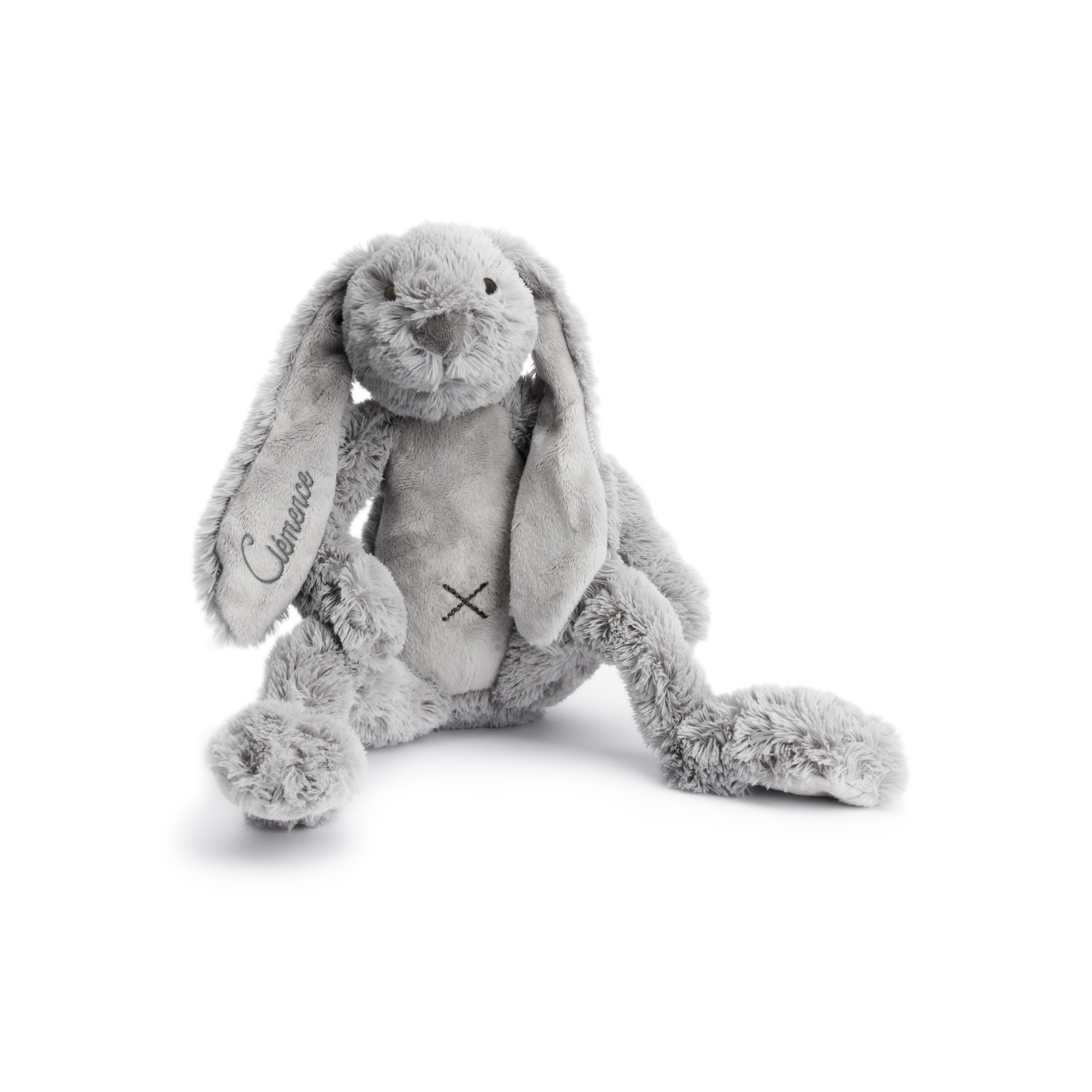 Lapin en peluche brodé - Richie - Gris