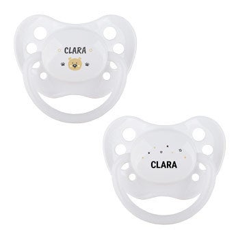Tétines personnalisées - Blanc et blanc
