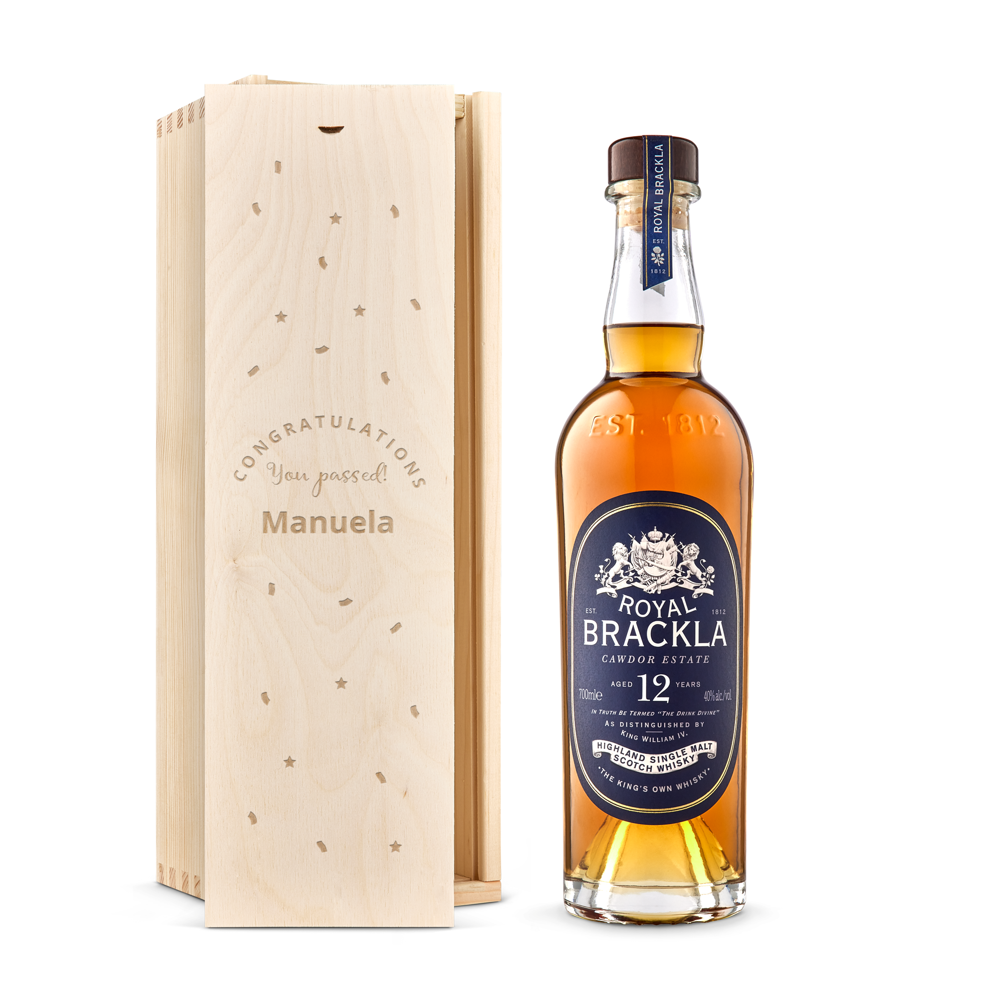 Uísque Royal Brackla 12 anos -caixa gravada  