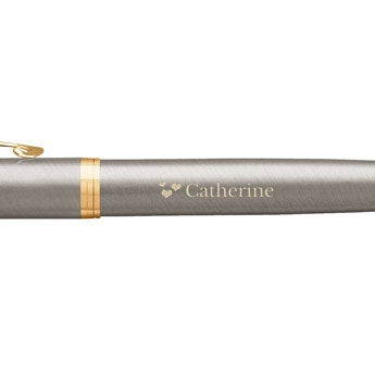 Personalised fountain pen - Parker - IM - Brushed metal - Right-handed