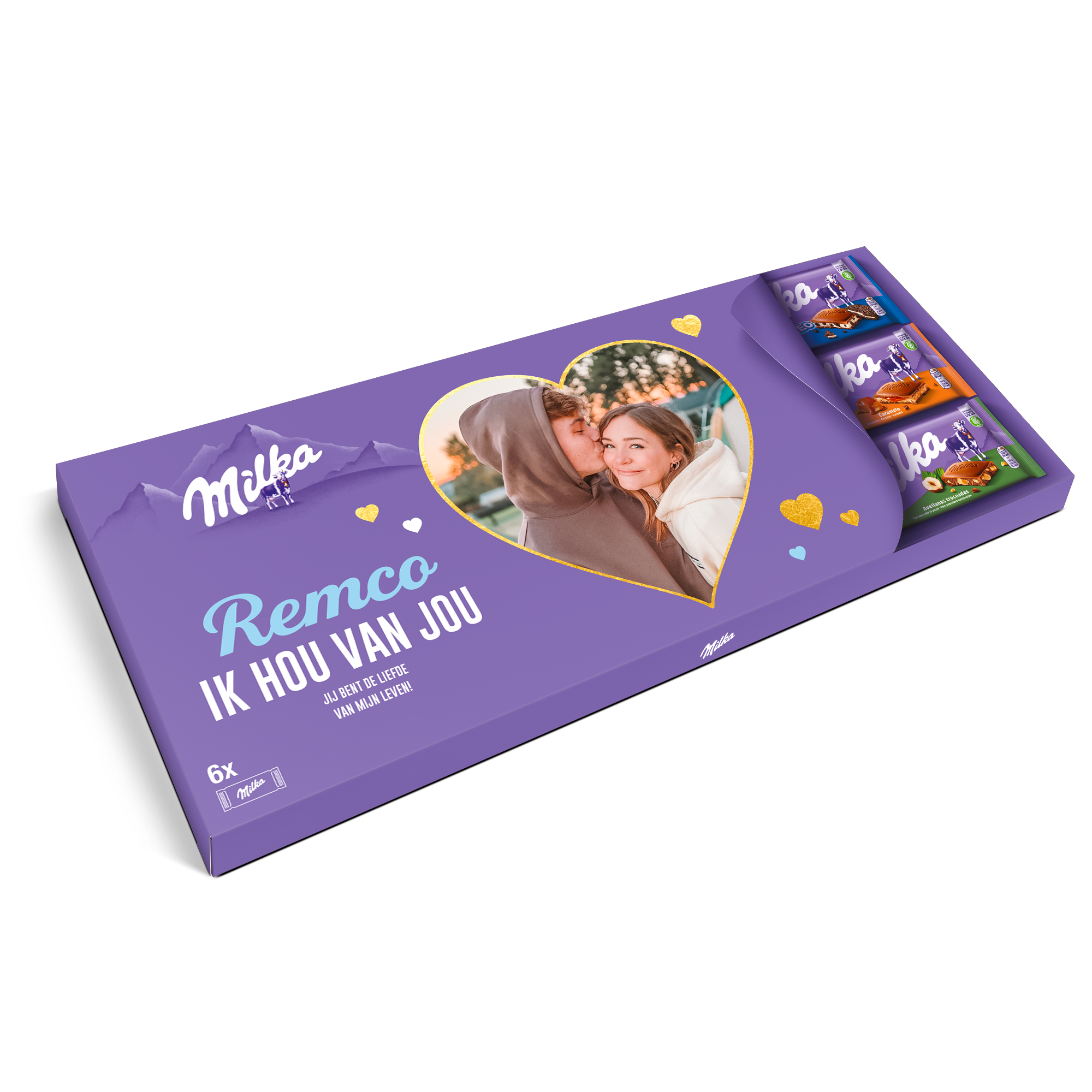 Mega Milka reep met naam en foto bedrukken - 6 repen