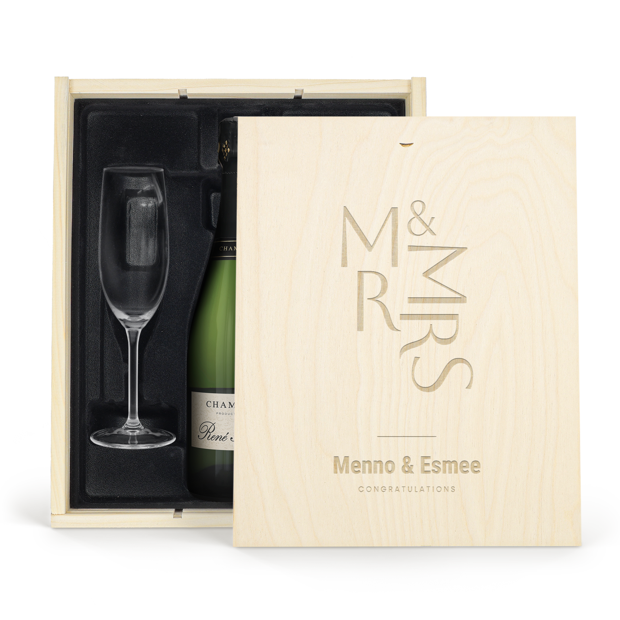 Coffret champagne personnalisé - Rene Schloesser - avec flûtes