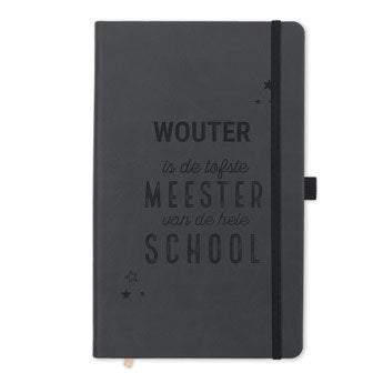 Juf / Meester notitieboekje graveren - Zwart