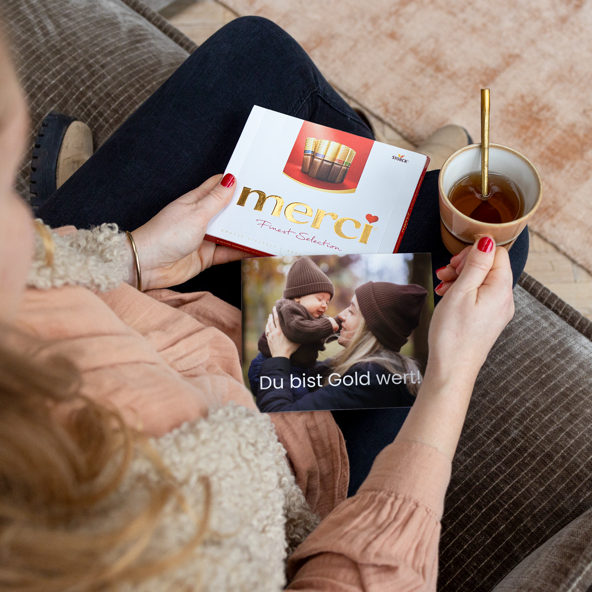 Merci Schokolade mit personalisierter Grußkarte - 250 Gramm