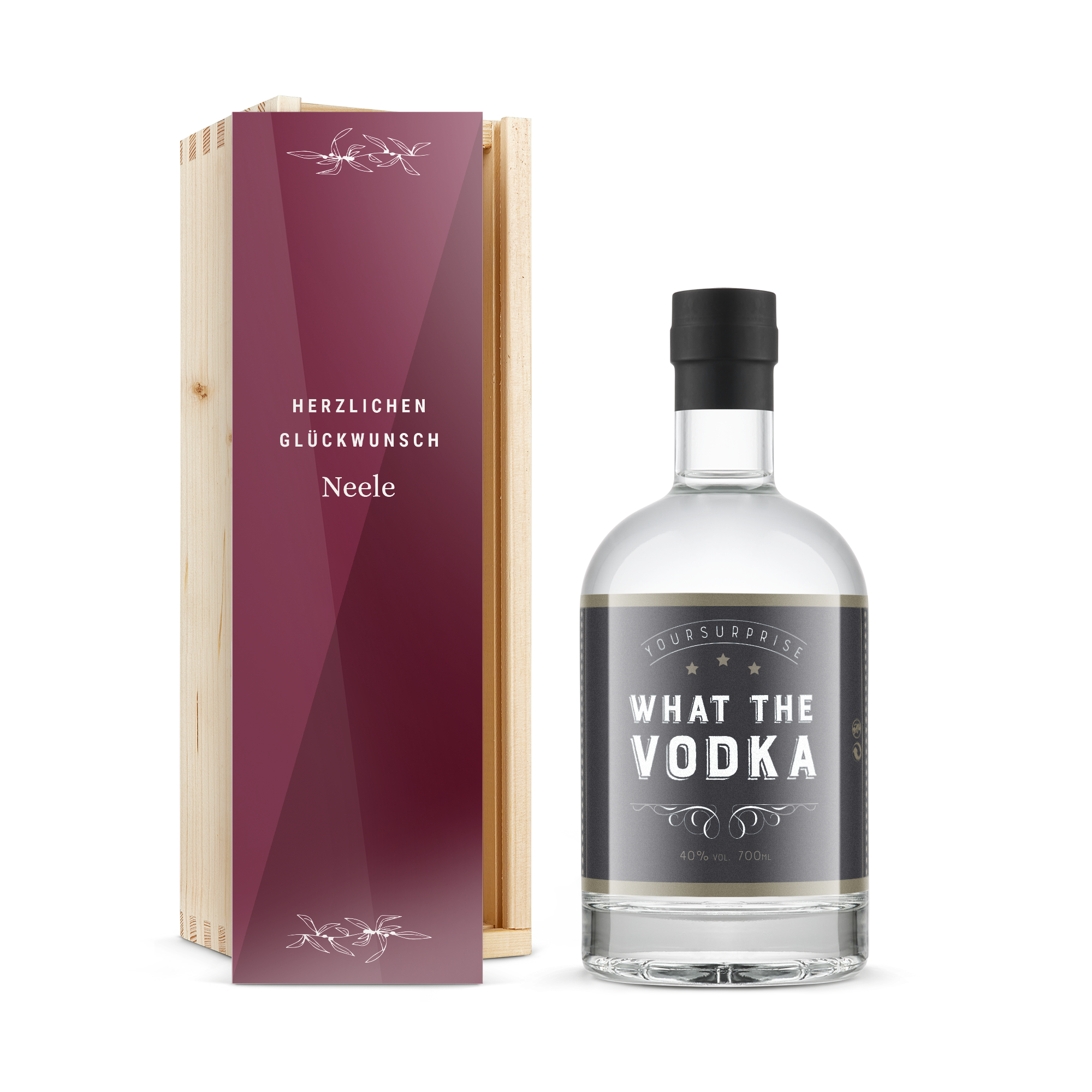 YourSurprise Vodka - mit bedruckter Holzkiste