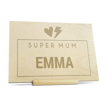 Wooden Mother's Day card - Engraved - Horizontal