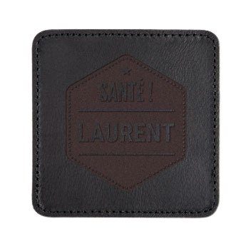 Dessous de verre personnalisés - Cuir Noir - 2 pièces