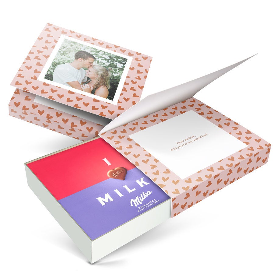 Cadou personalizat de ciocolată Milka de Ziua Îndrăgostiților
