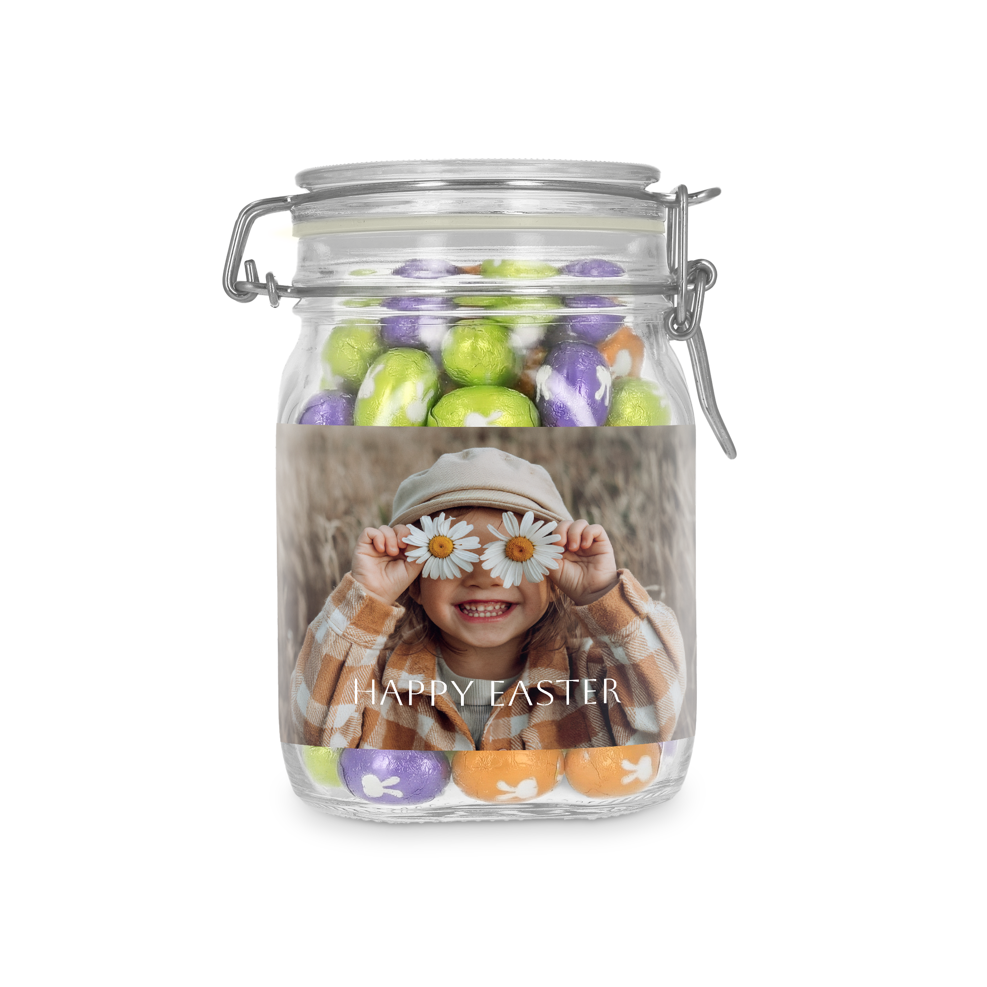 Uova di Pasqua di cioccolato in barattolo personalizzato