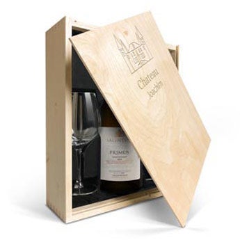 Salentein Primus Chardonnay mit Glas & gravierter Kiste