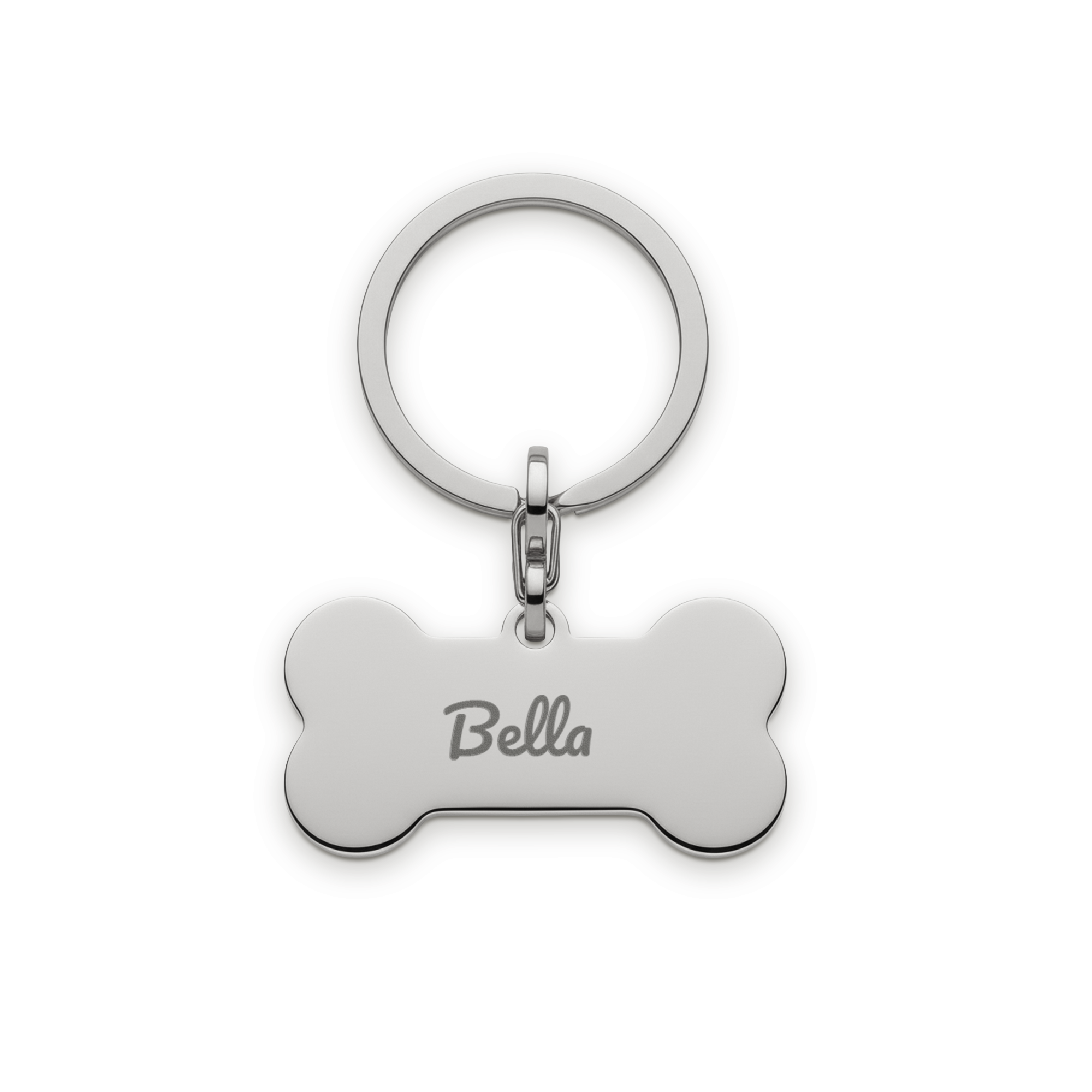 Engraved key ring - Bone - Silver