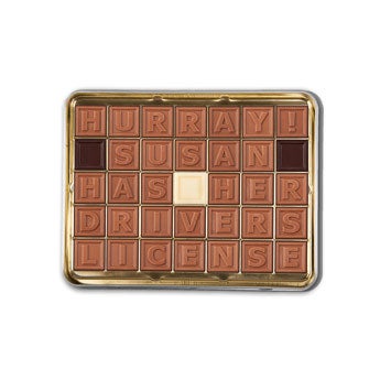 Chokolade telegram i tin - 35 tegn