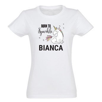 Unicorn T-shirt voor dames bedrukken - Wit - XL