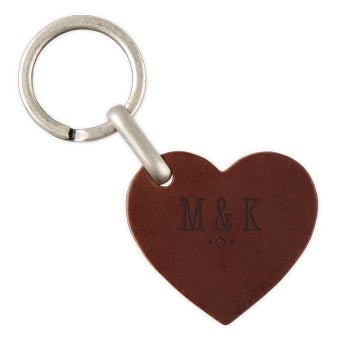 Leather keyring - Heart (Brown)