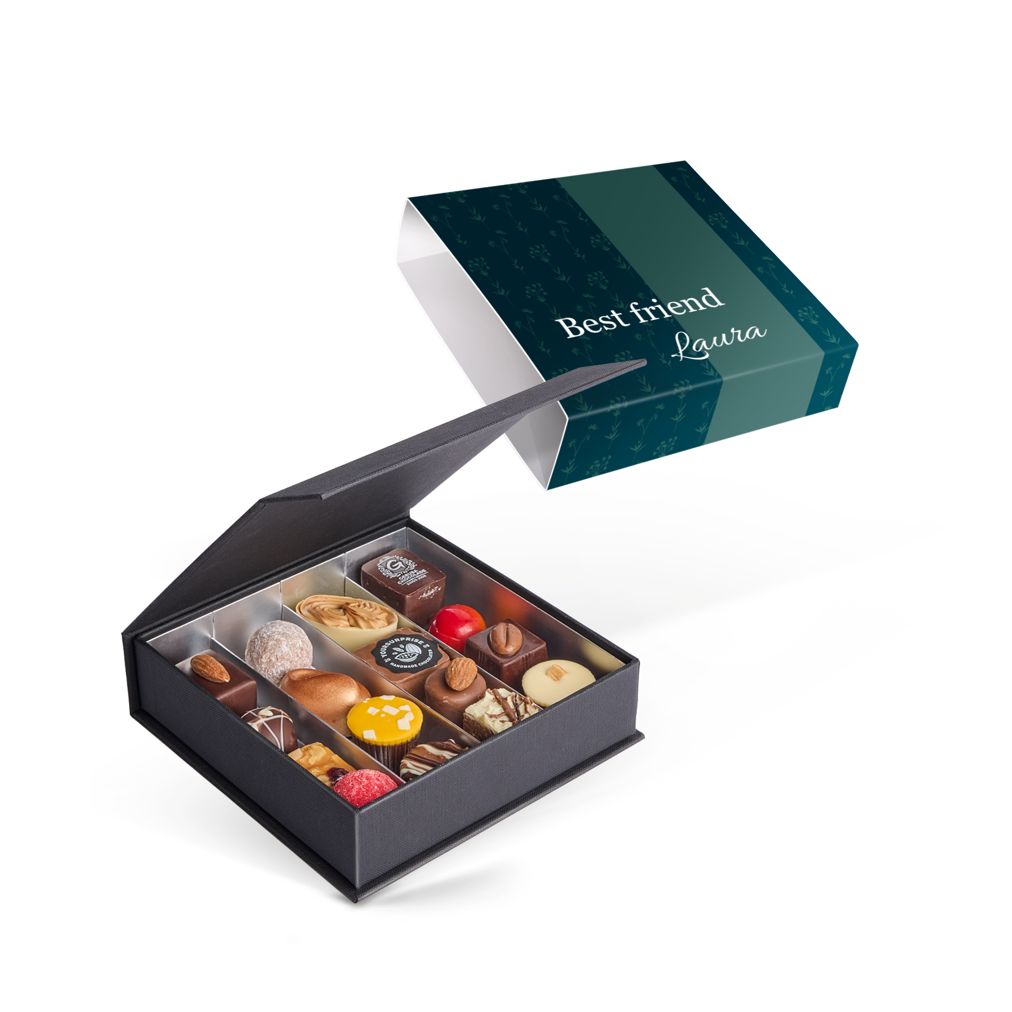 Caixa de presente personalizada para chocolates Deluxe - 9 unidades