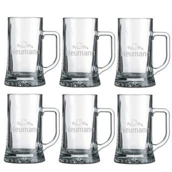Bierkrug mit Gravur (6 Stück)