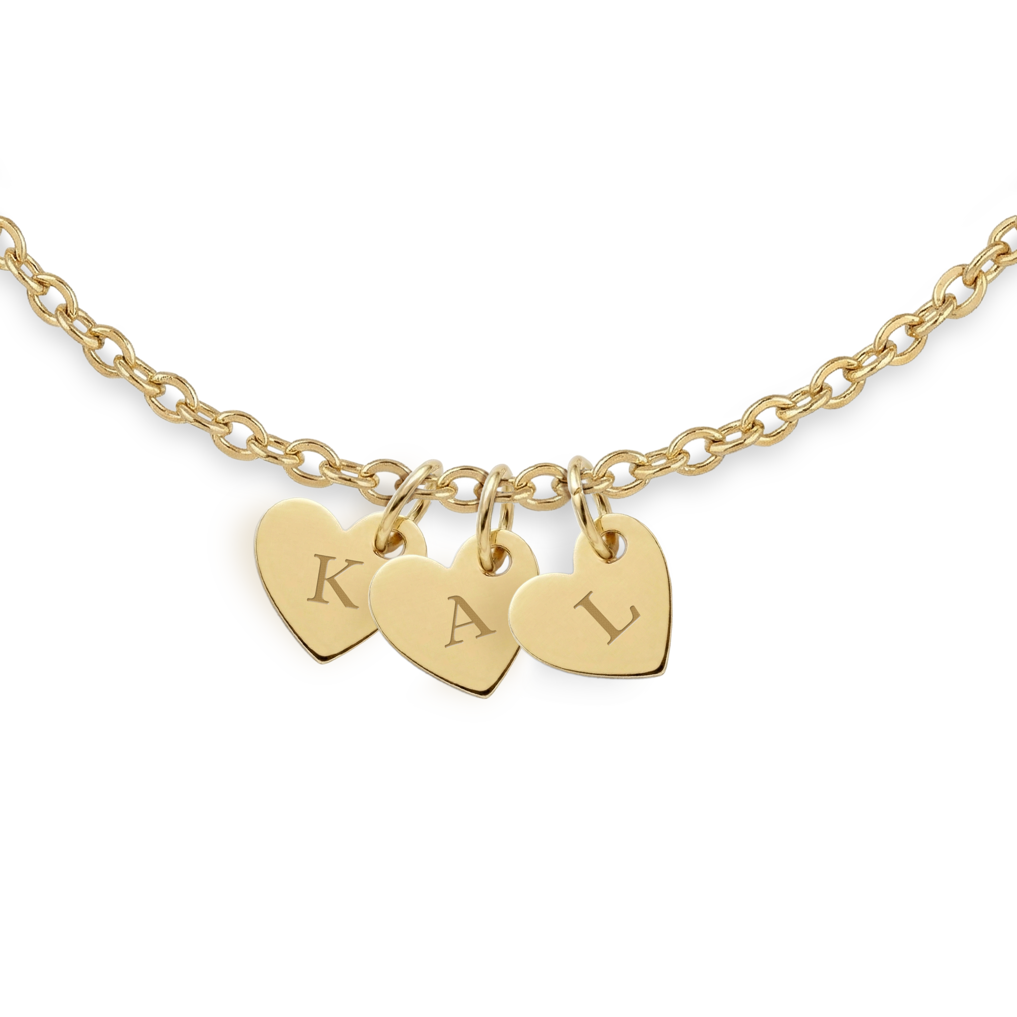 Halskette mit Initialen - Herz - Gold - 3 Stück