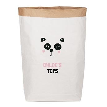 Opbevaringspose i papir med print til legetøj