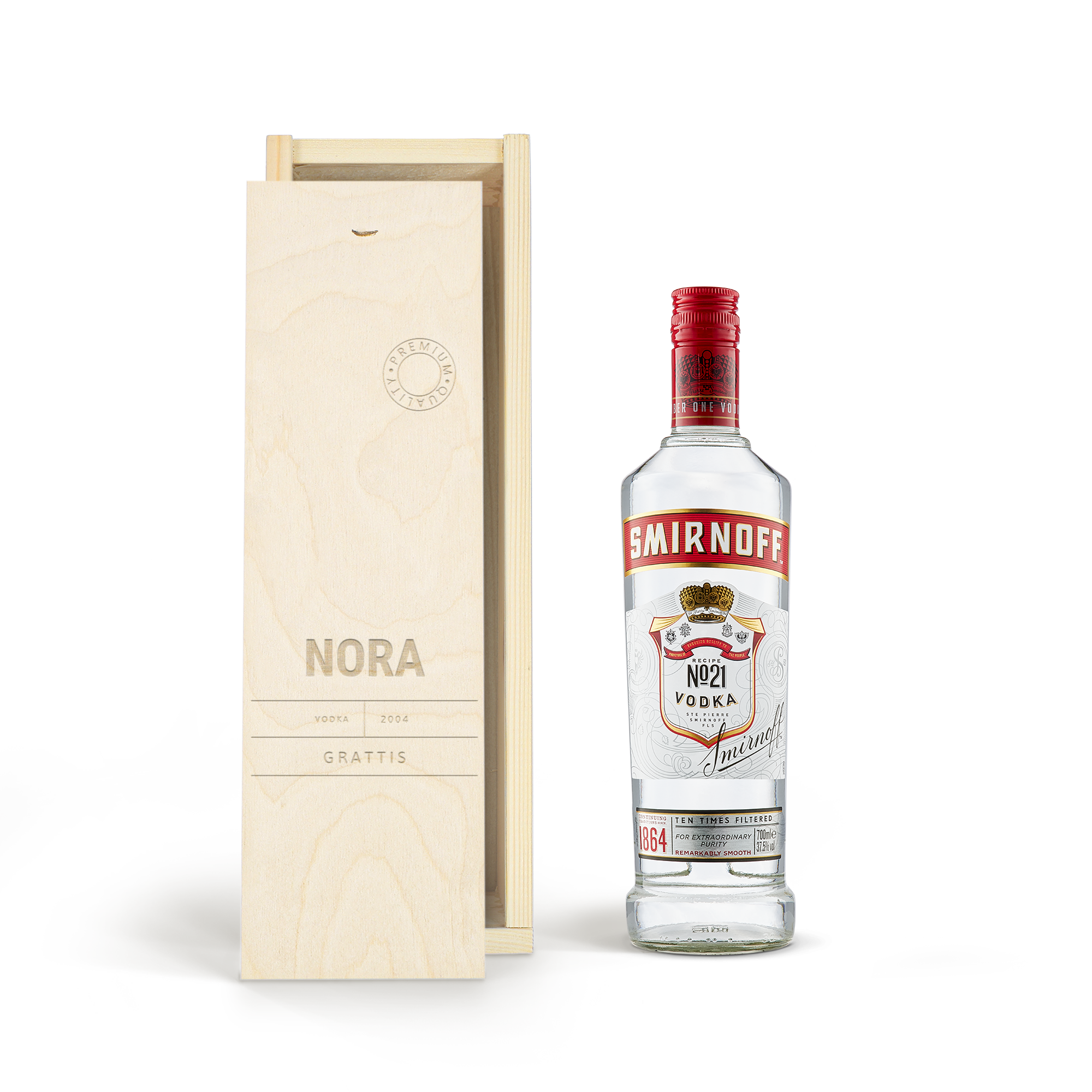 Smirnoff Vodka i en personlig låda