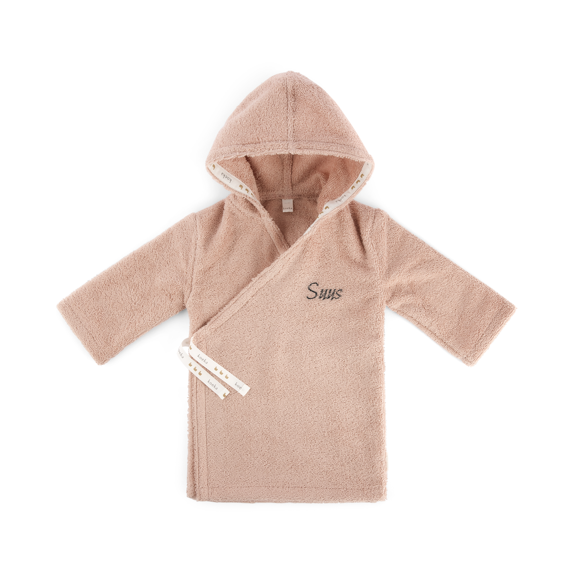 Babybadjas met naam borduren - 62/68 - Roze
