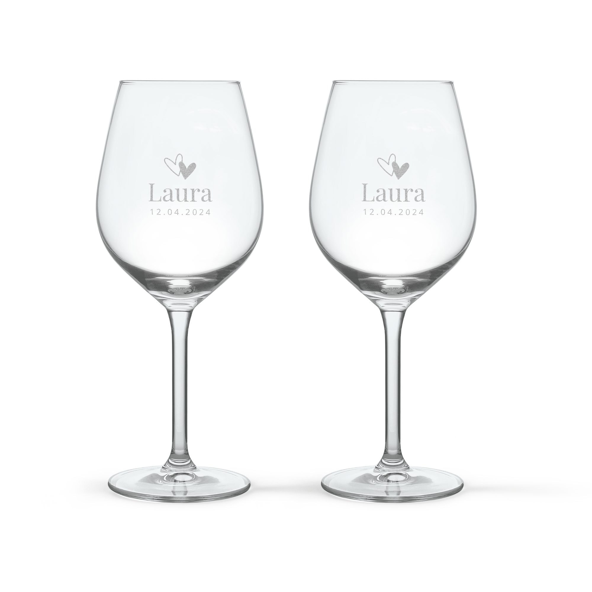 Hvidvinsglas med Gravering