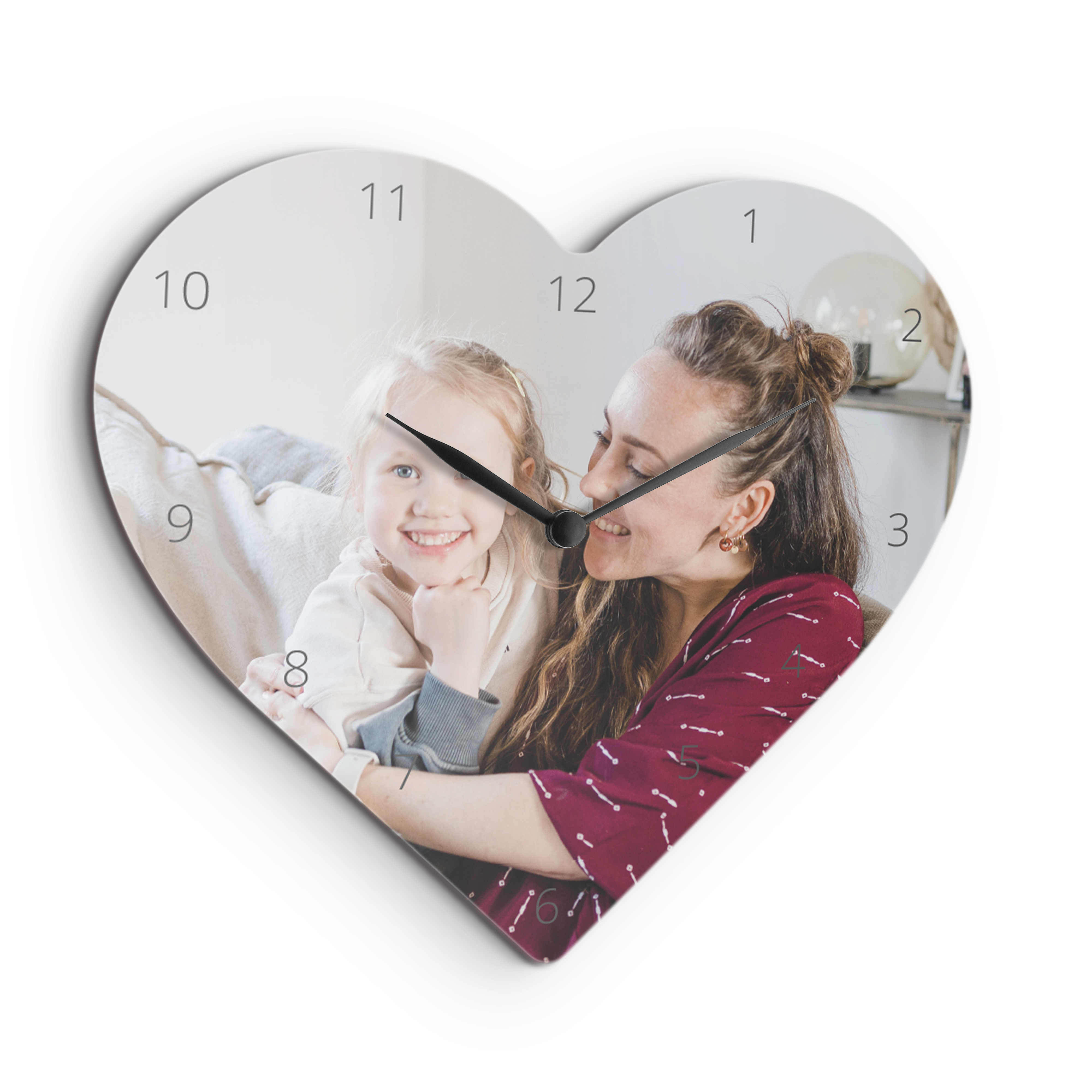Personalised Mother's Day Clock - Heart - Large (Hardboard)