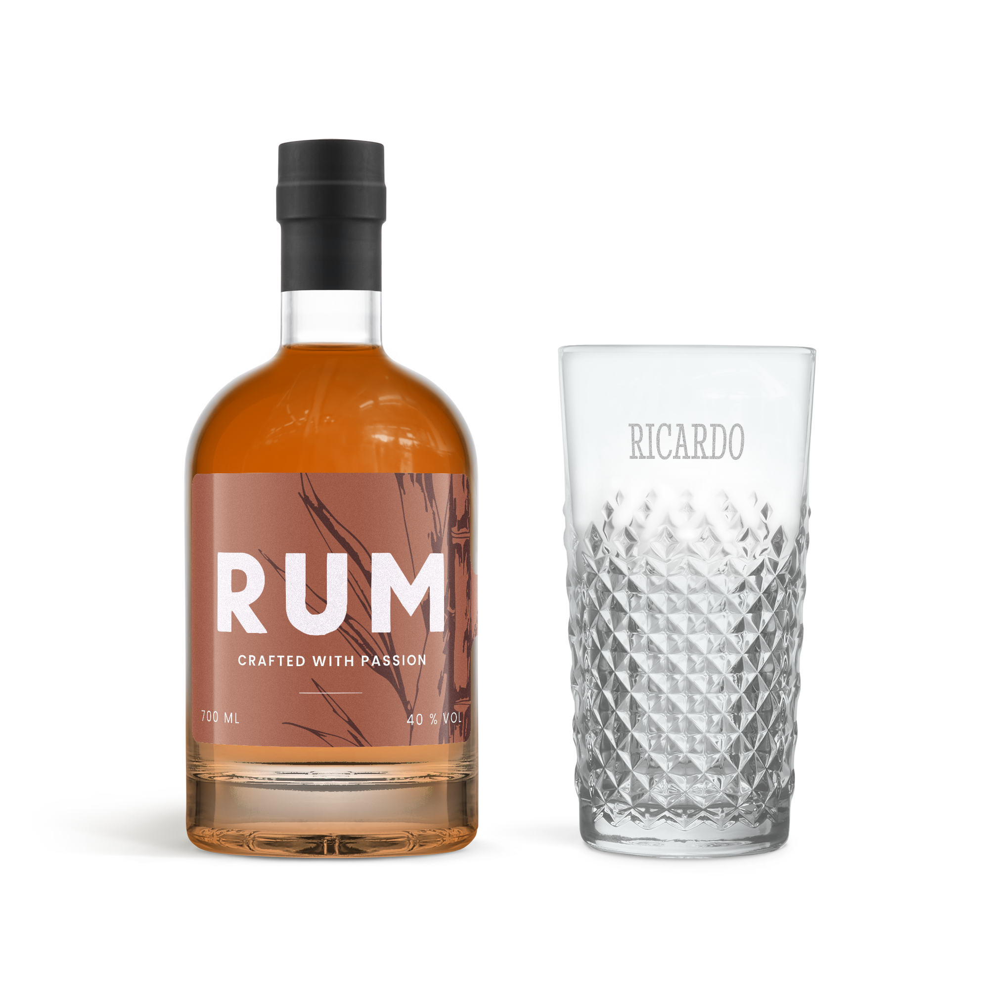 Personalised dark rum gift - YourSurprise - Engraved glass