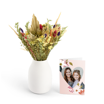 Dried flower bouquet with personalised card - Colourful
