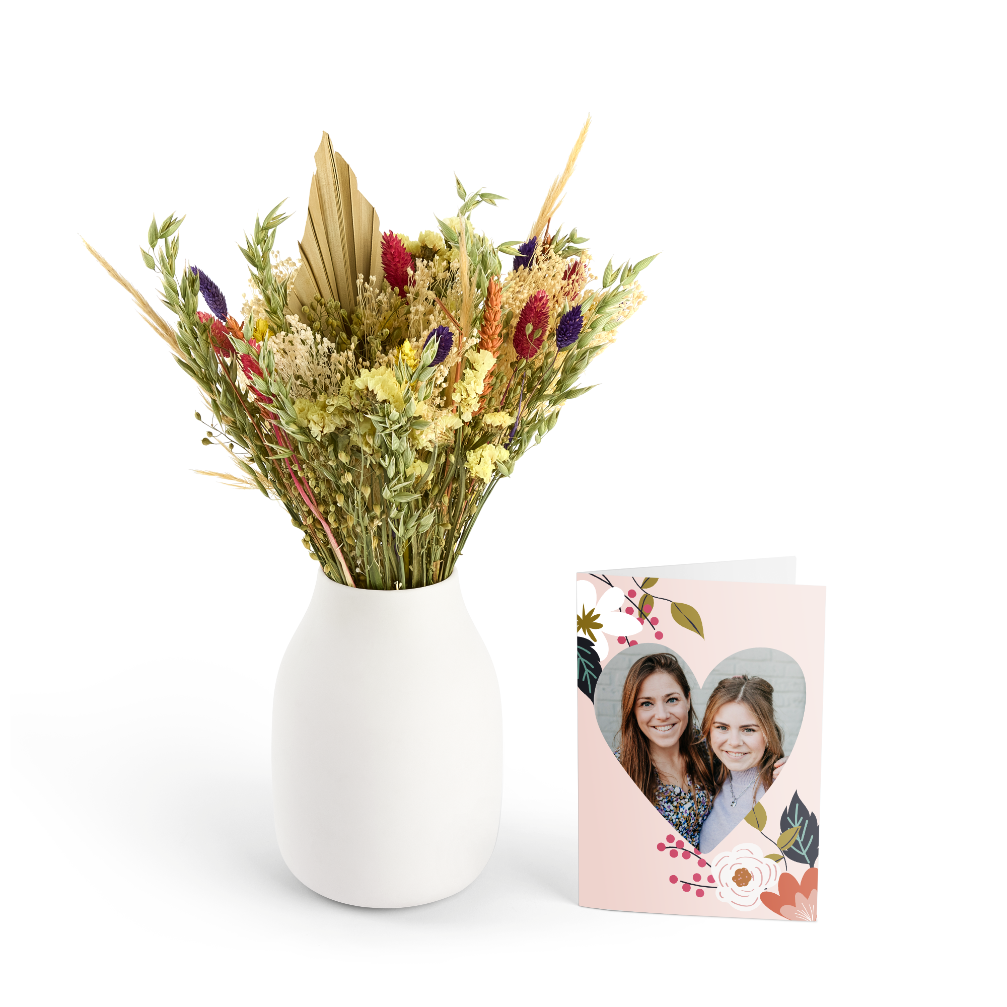 Kytice sušených květin s personalizovaným přáním - Barevná