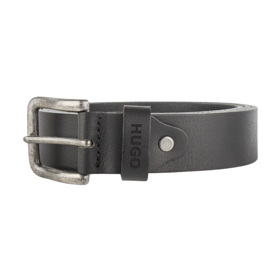 Ceinture cuir - Noir - Gravée - 90