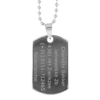 Dog tag pendant with necklace