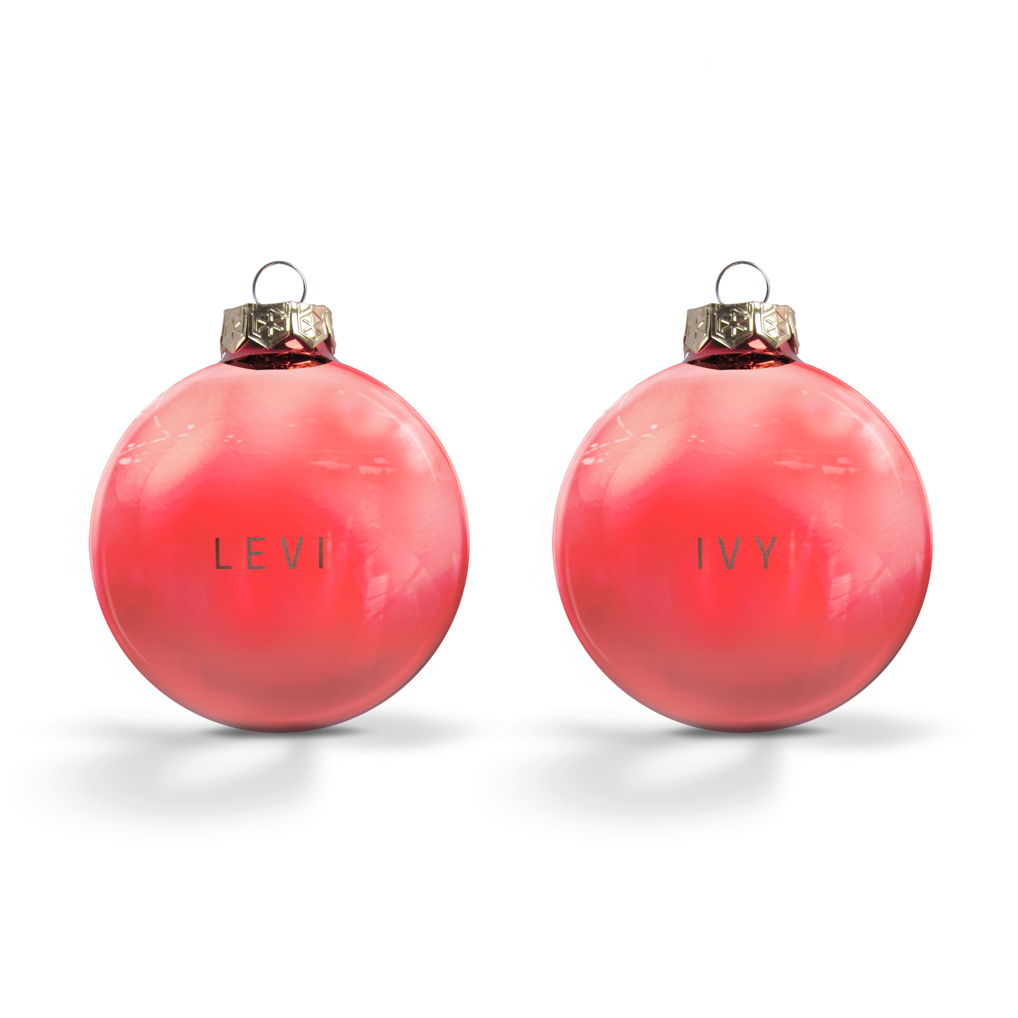 Personalised glass baubles - Red (2 pieces)