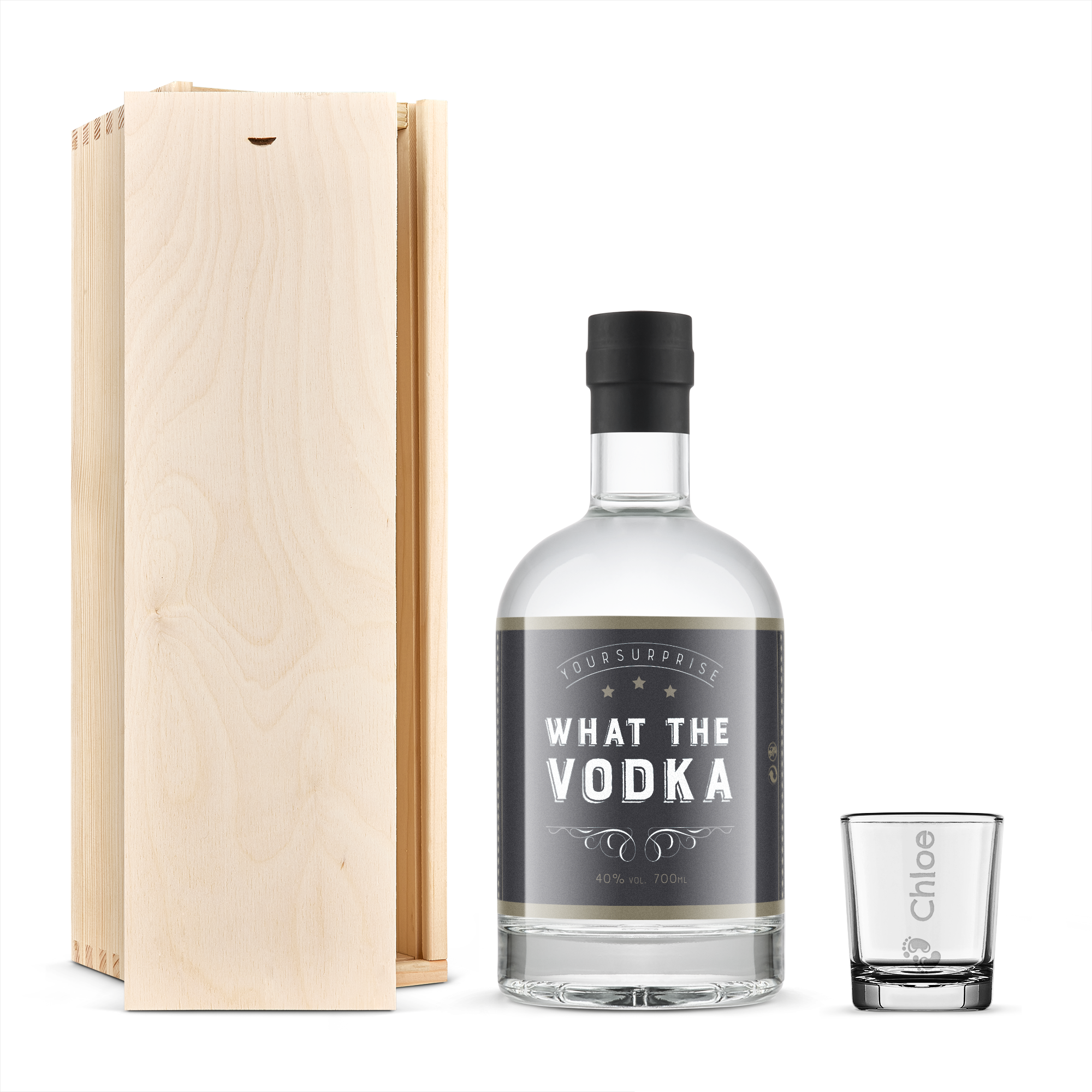 YourSurprise vodka ajándékkészlet gravírozott üveggel