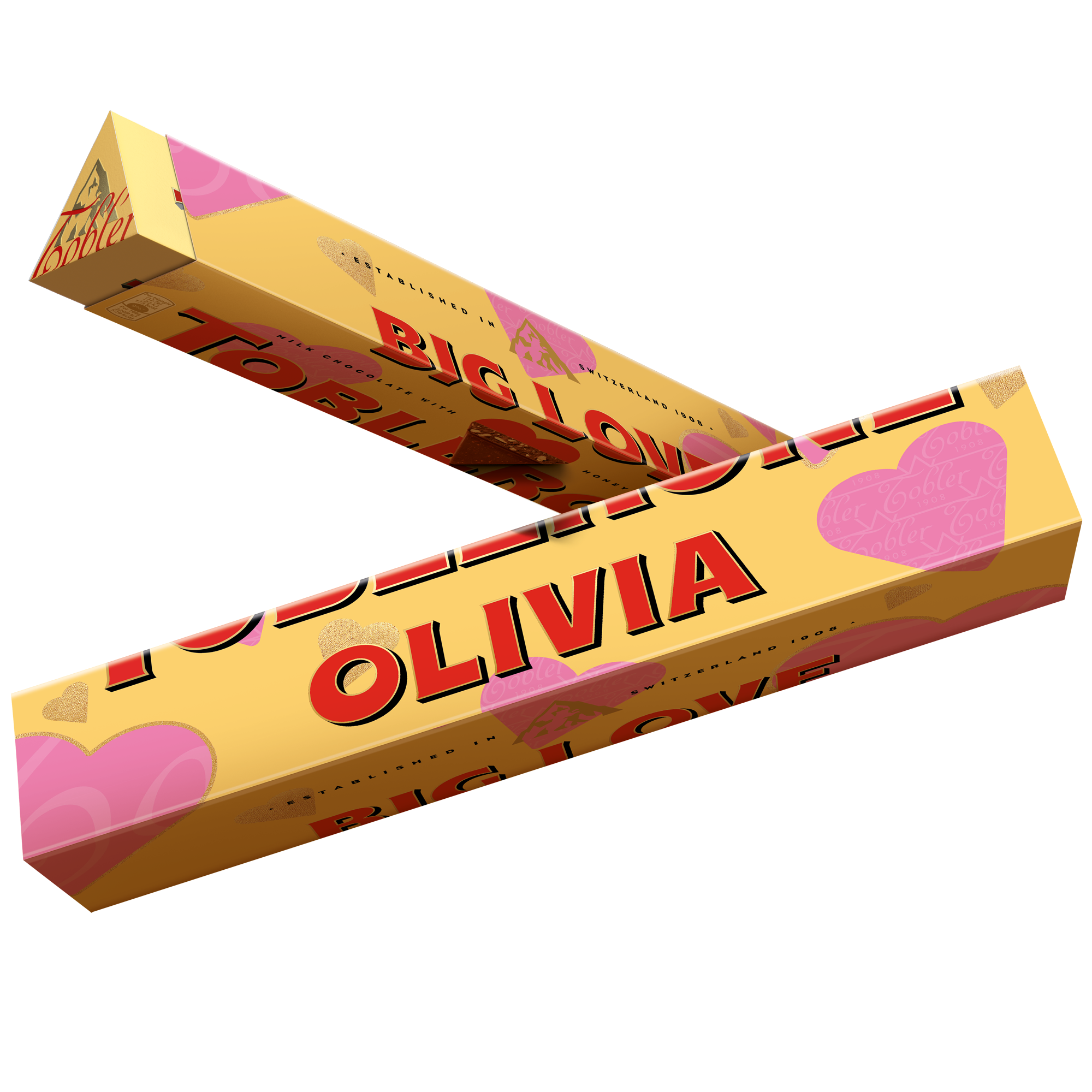 Toblerone con diseños románticos