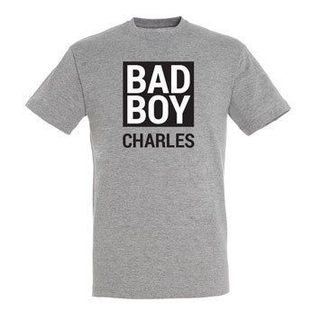 Personalised T-shirt – Men - Grey - L