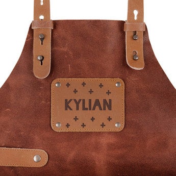 Leather Children's Apron with Name - Brown