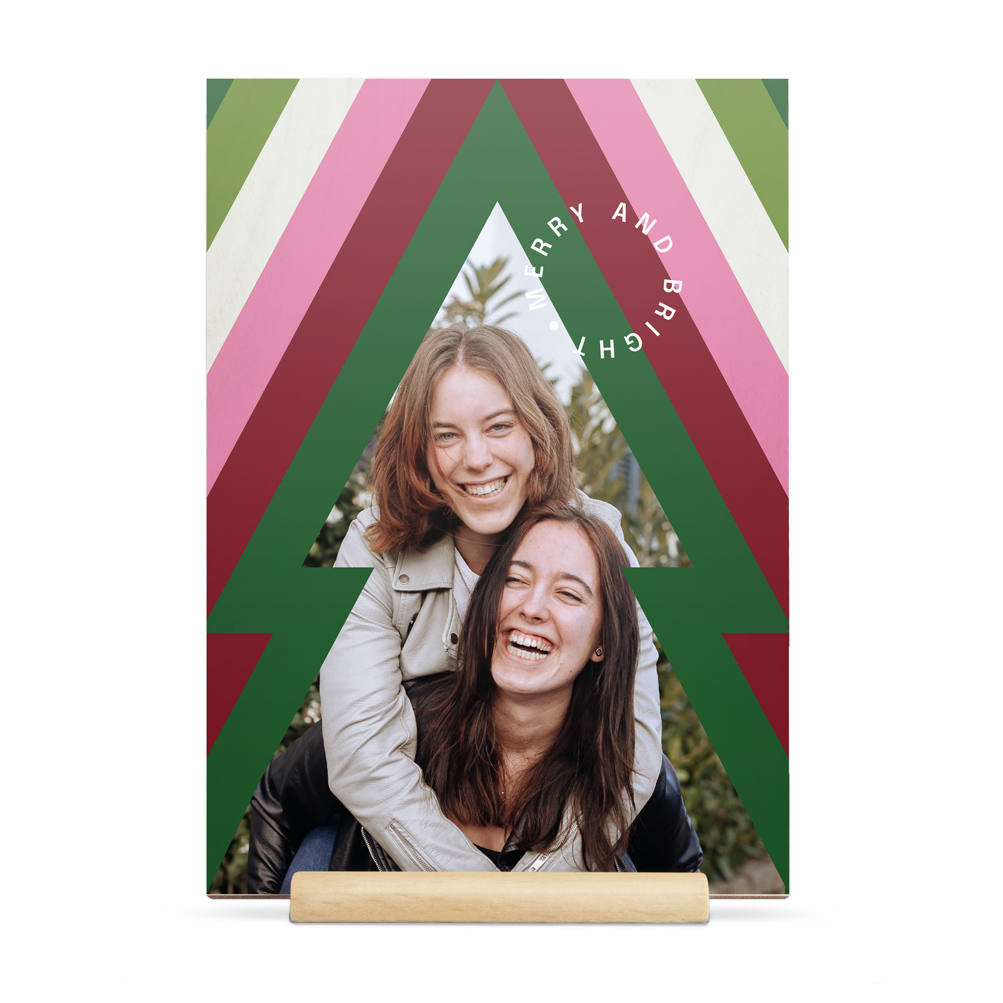 Gepersonaliseerde houten kerstkaart - Verticaal