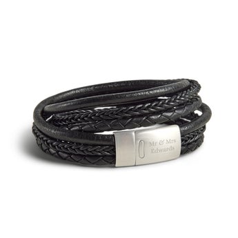 Luxurious leather bracelet - Men - Black - S 