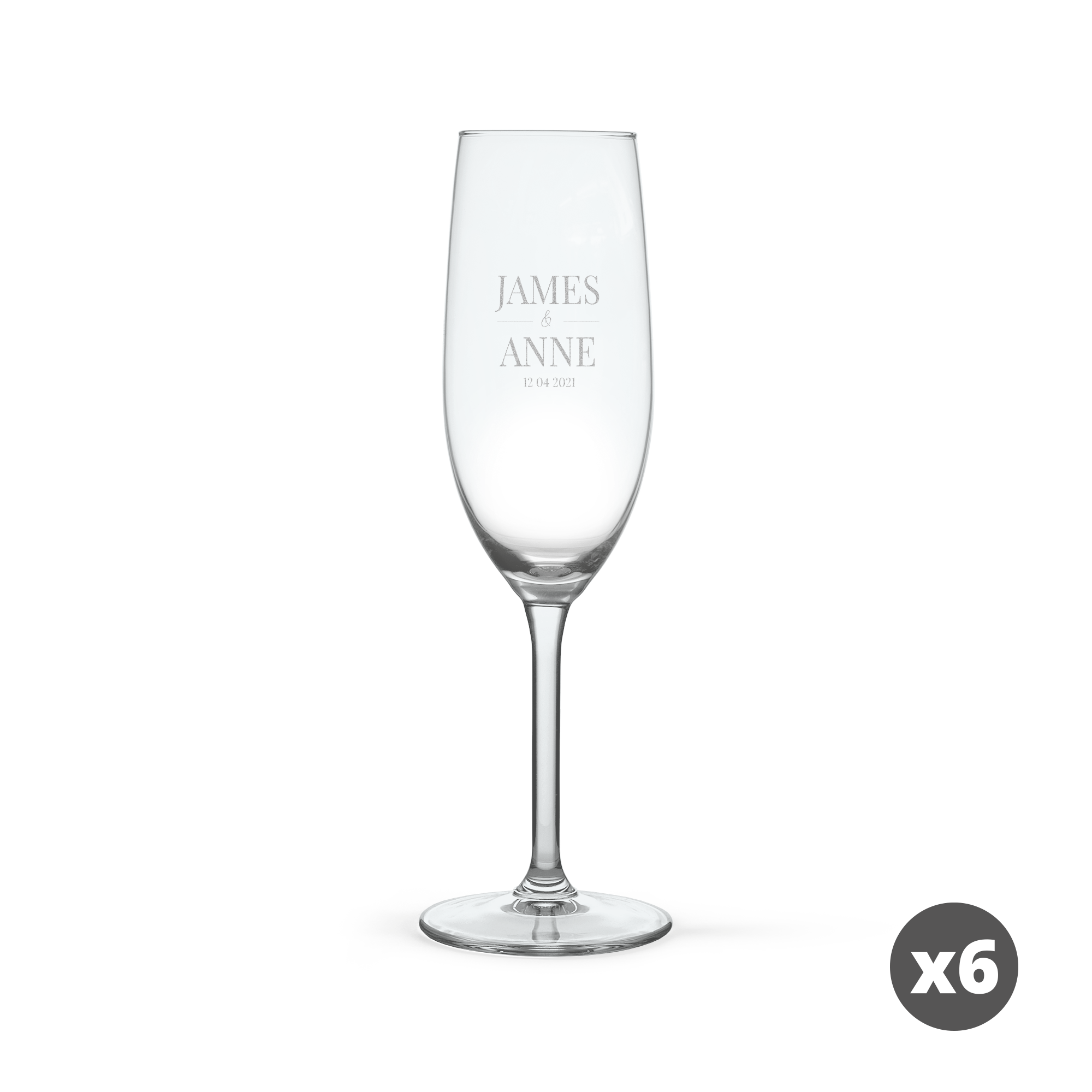 Sektglas mit Gravur - Klassisch - 6 Stück