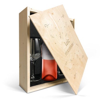 Coffret gravé Luc Pirlet Syrah + 2 verres
