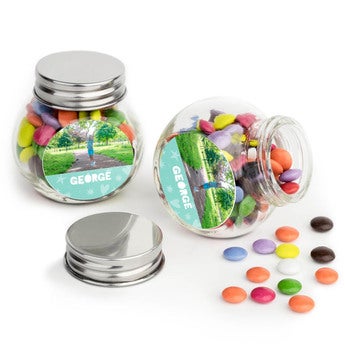 Personalised Mini Glass Jar Favours with Chocolates