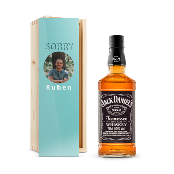 Jack Daniels whiskey in personalised case