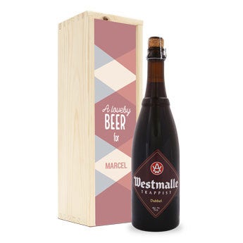 Øl gavesæt i trækasse med egen tekst - Westmalle