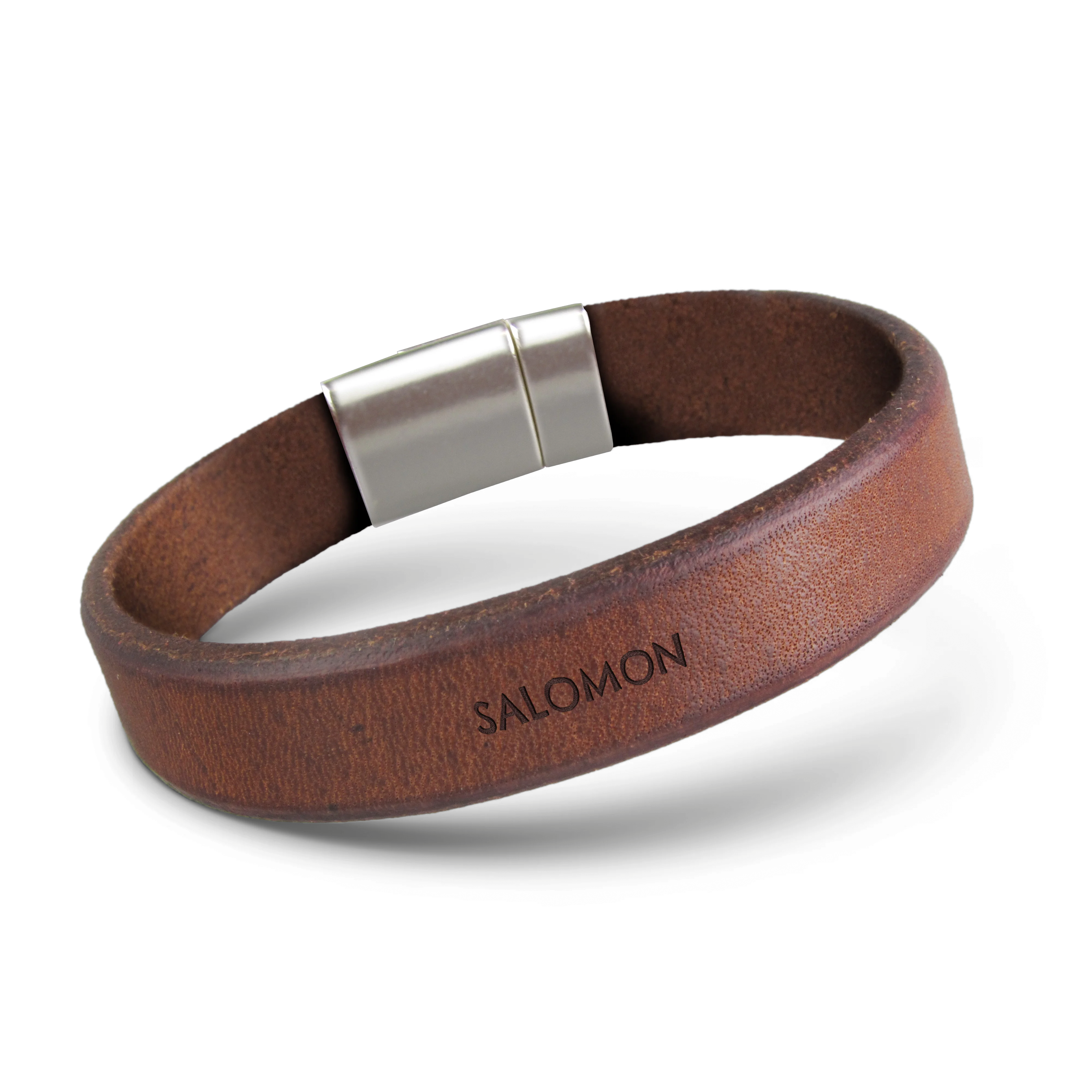 Pulseira de couro gravada de luxo para homens - Brown - 21 cm