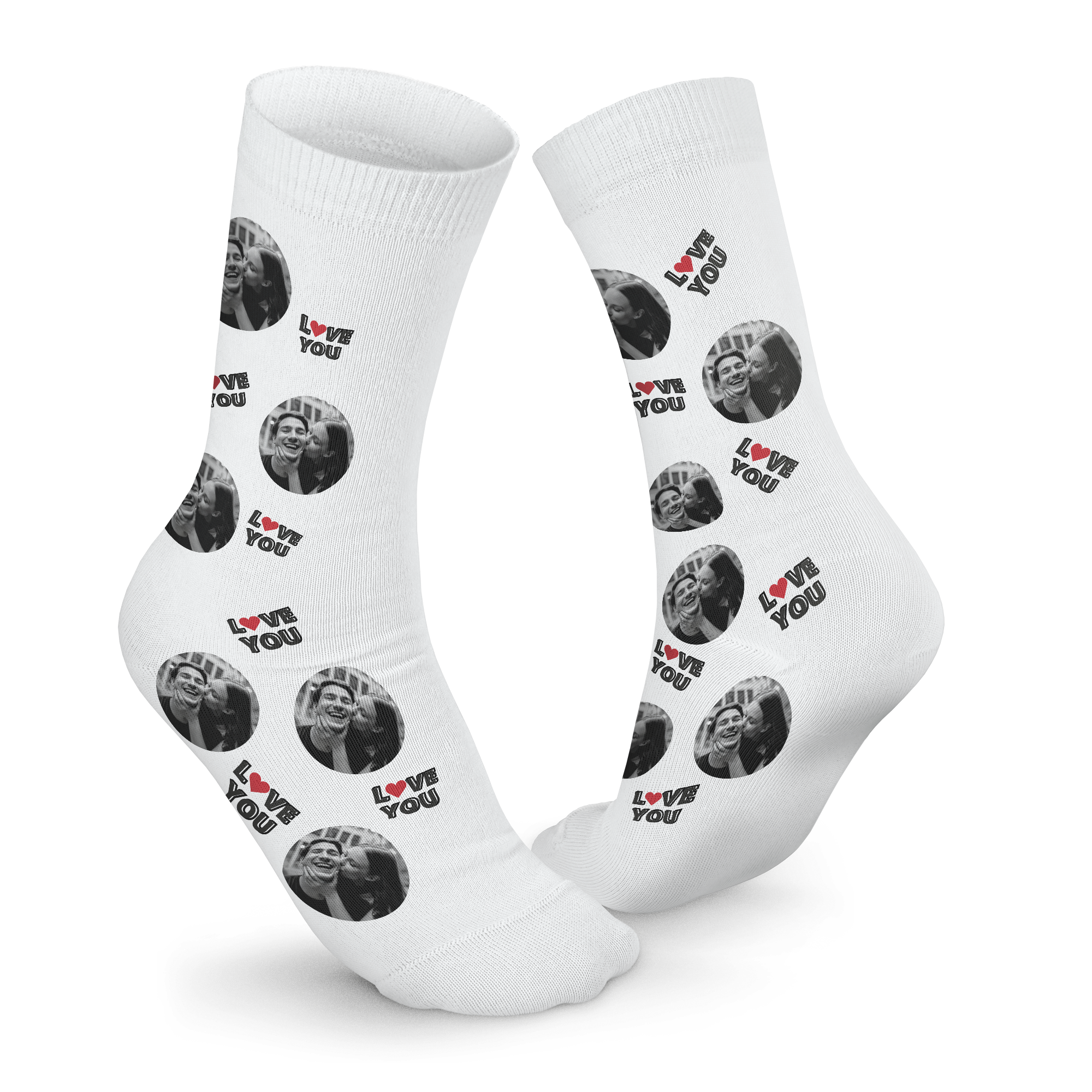 Bedruckte Socken - Liebe - Weiß - 43-46