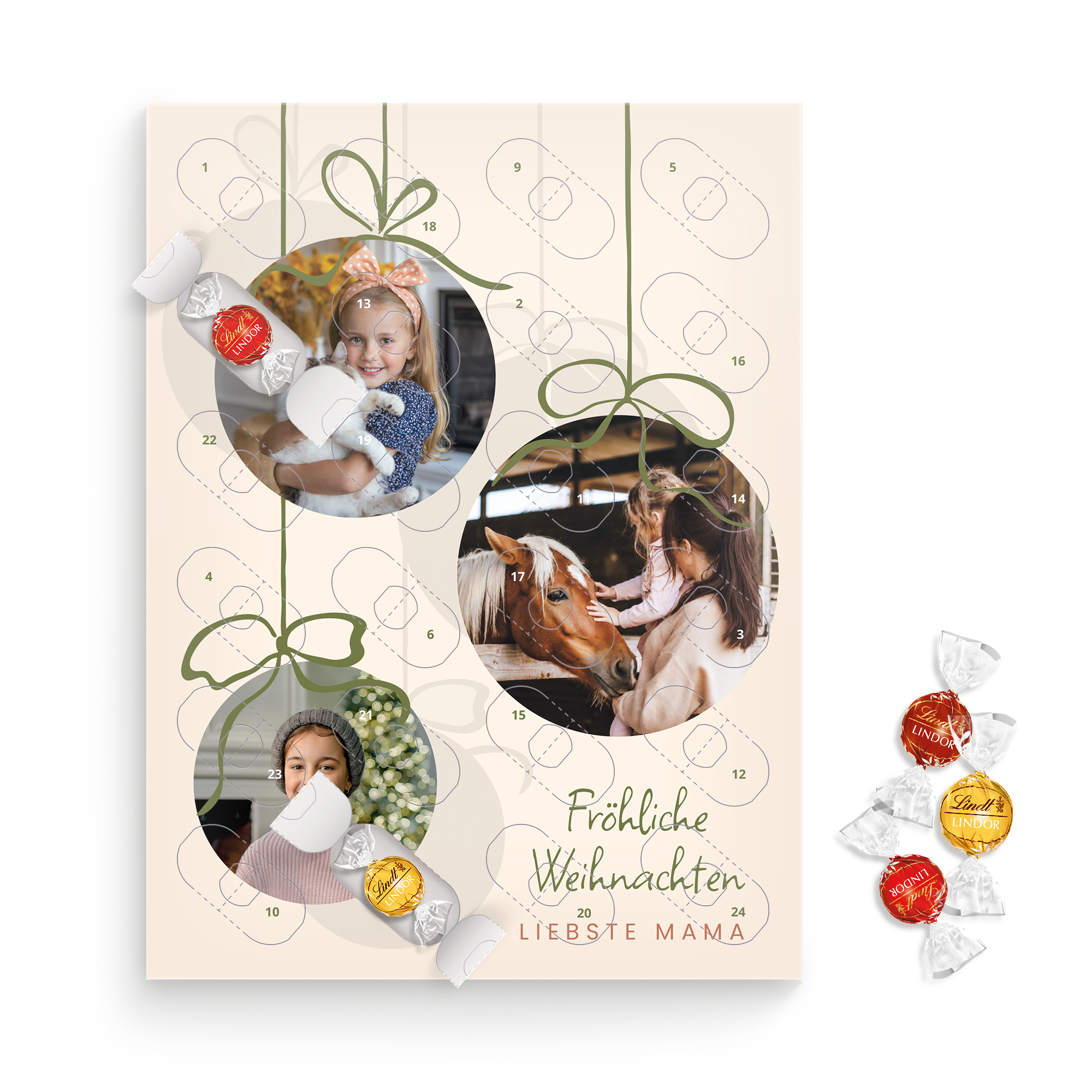 Personalisierter Adventskalender mit Lindor Assorti Mix