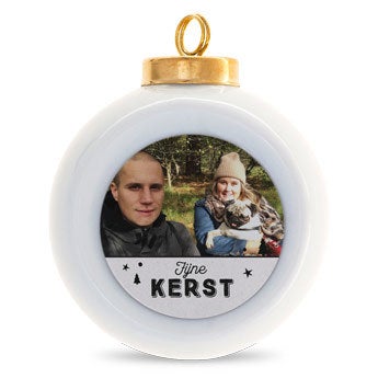Keramieken kerstbal (2 stuks)