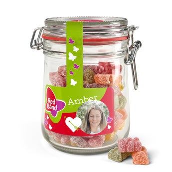 Süßigkeitenglas mit Foto - Saure Gummibärchen